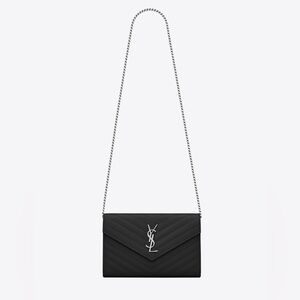 ‼️YSL Cassandre Chain Wallet in Grain De Poudre Leather‼️